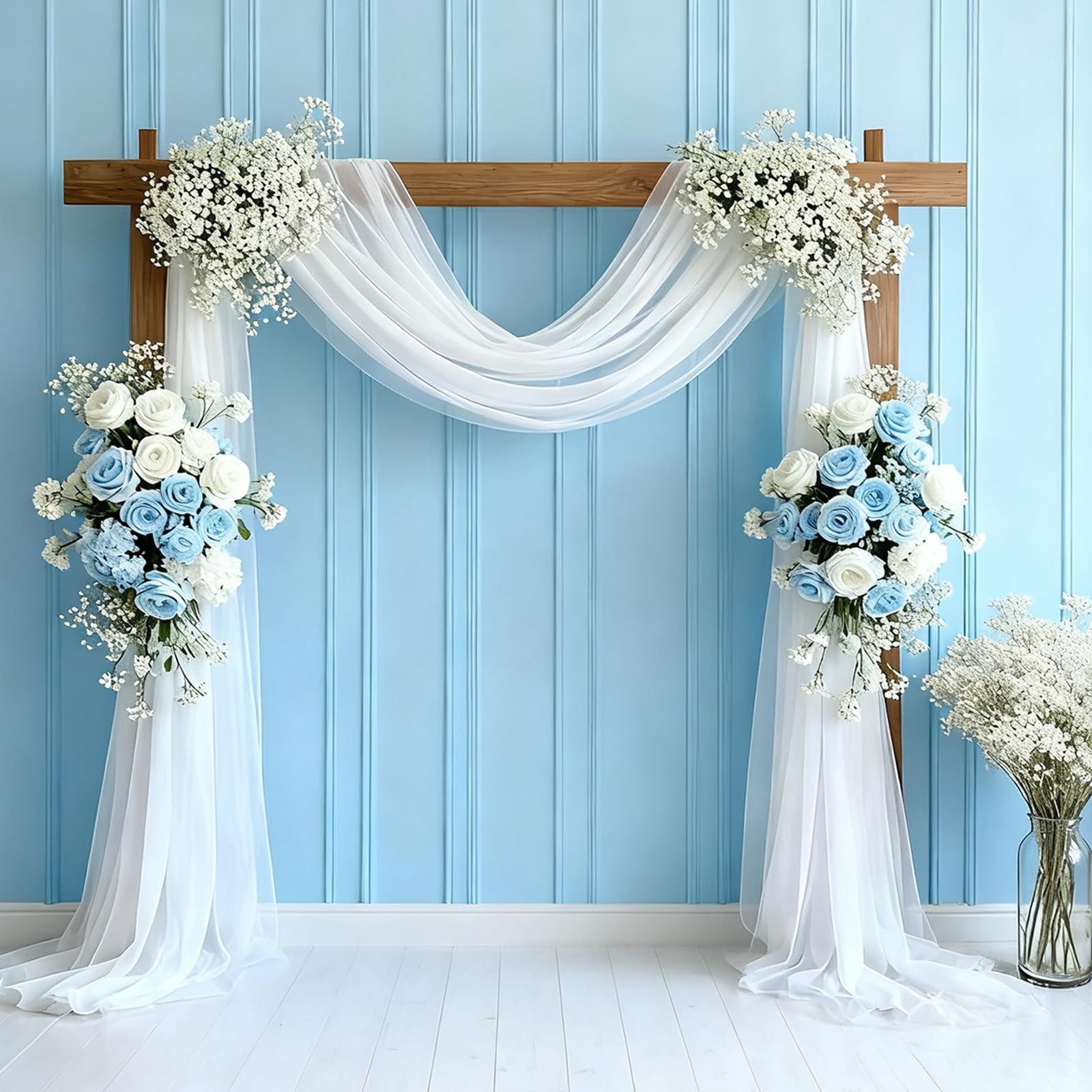 2 PCS 29.5 Inch x 19 Ft White Wedding Arch Draping Fabric Sheer Drapes Decor