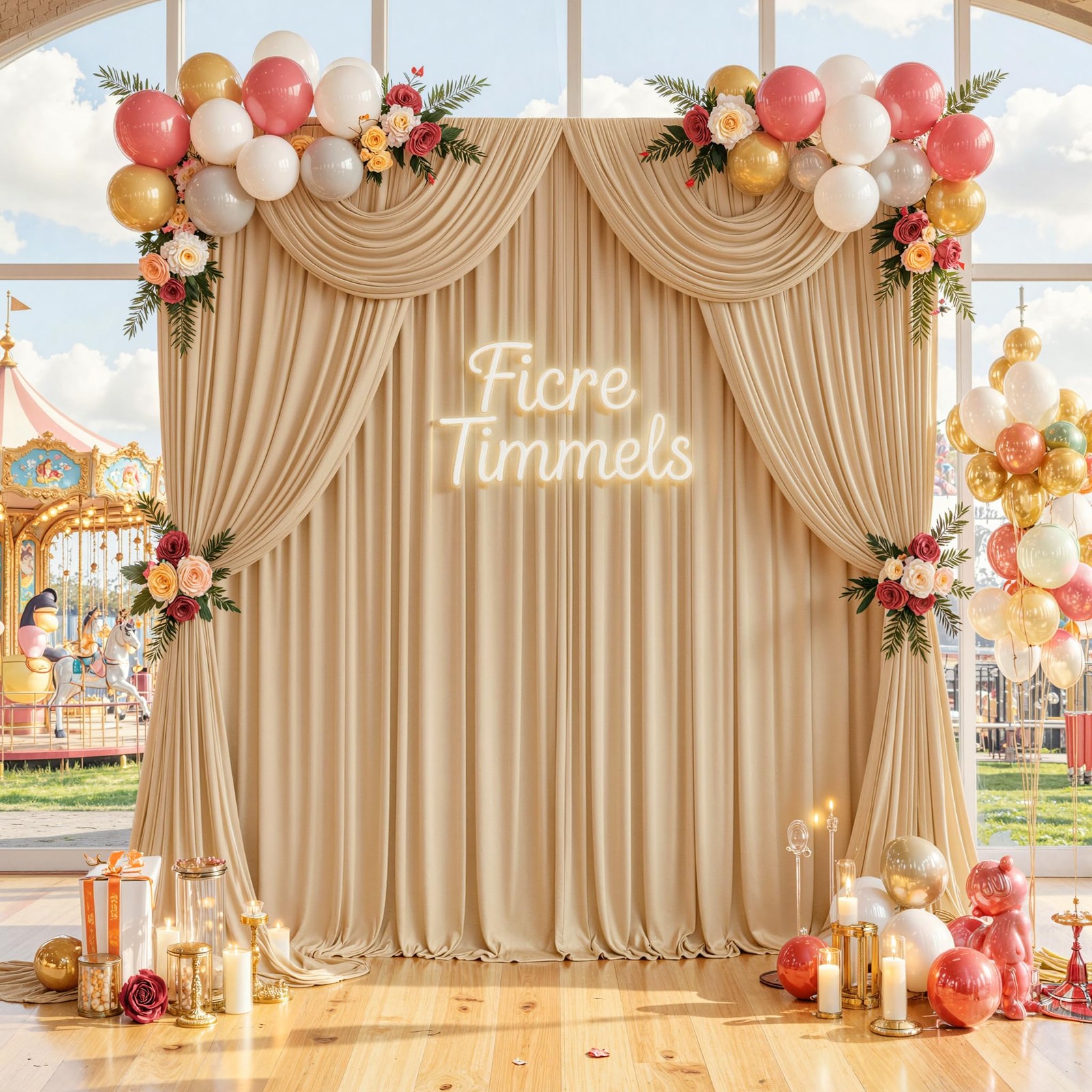 50 ft x 10 Wrinkle Free Champagne 5′(W) x 10′(H), 10 panels,