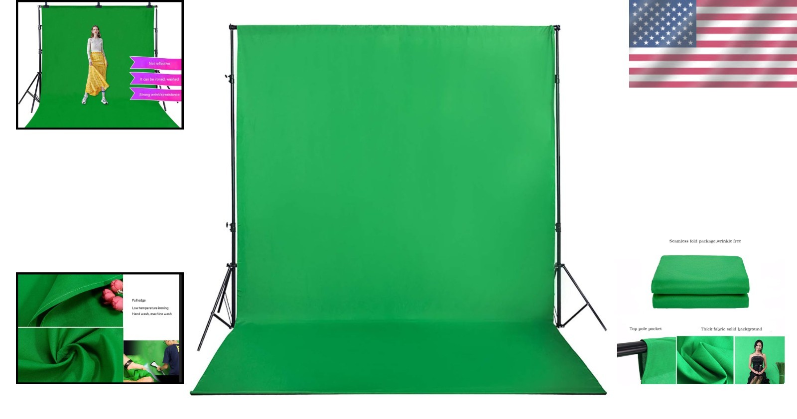 Professional 5x7ft Green Screen Backdrop with Pole Pocket – Perfect for Creators