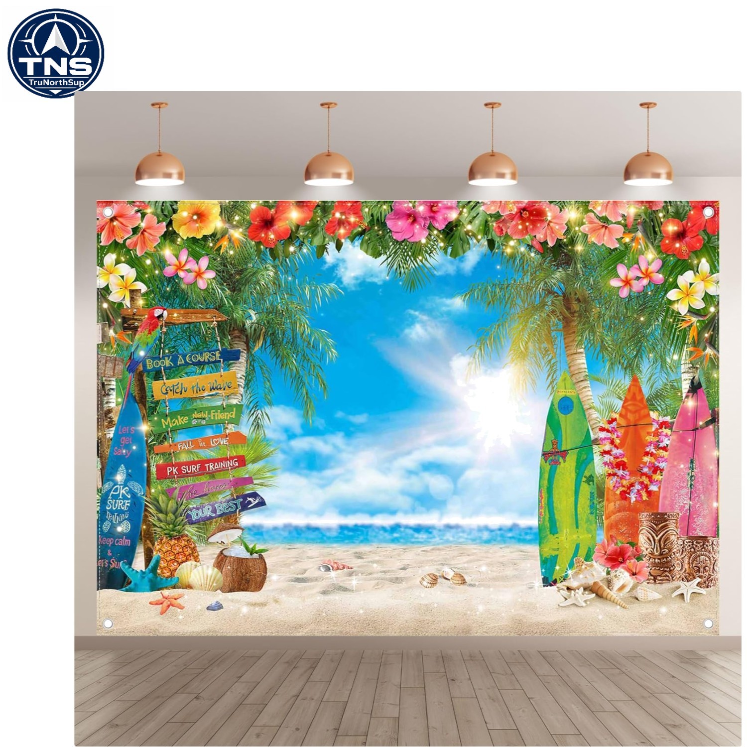 7x5ft Hawaiian Beach Backdrop Tropical Flowers Palm Leaves Party Photo Booth …