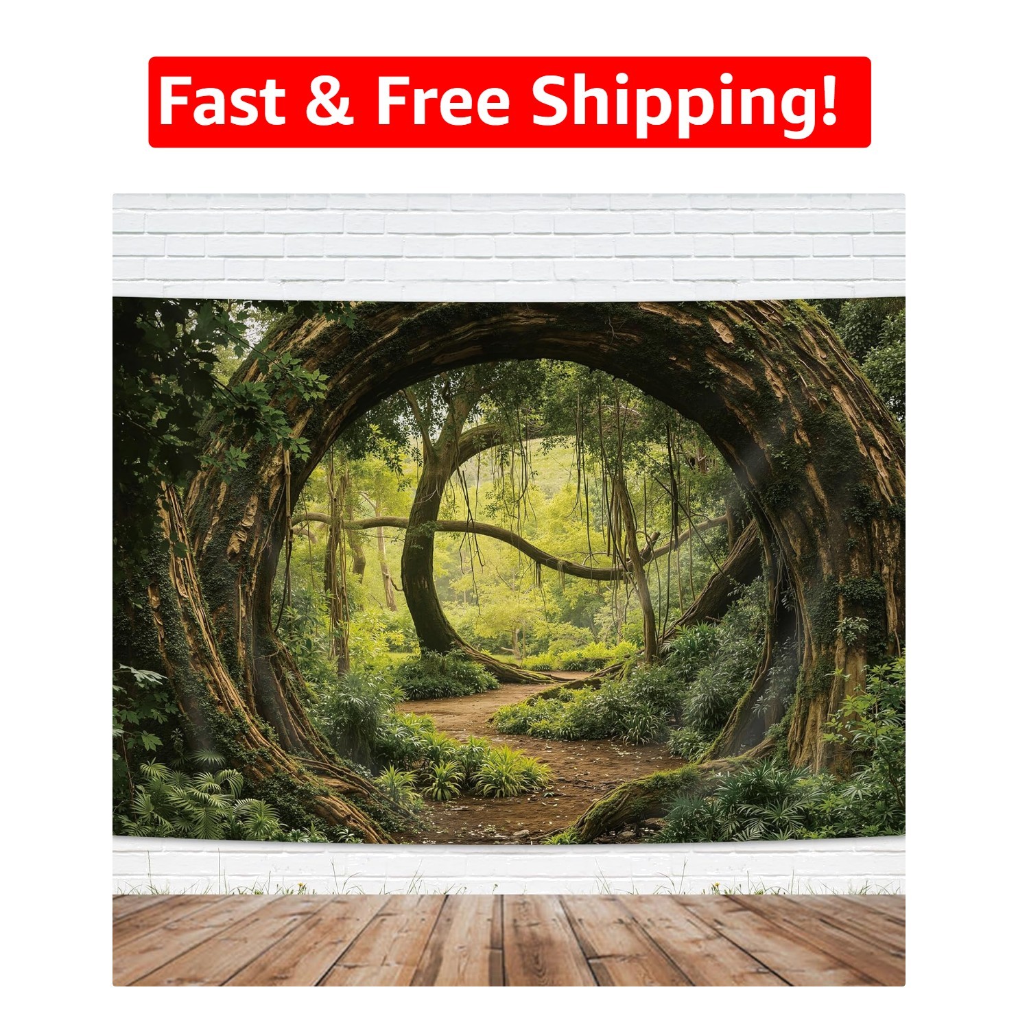 Tropical Jungle Trees Photography Backdrop 7Wx5H Feet – Enchanting Nature Scene
