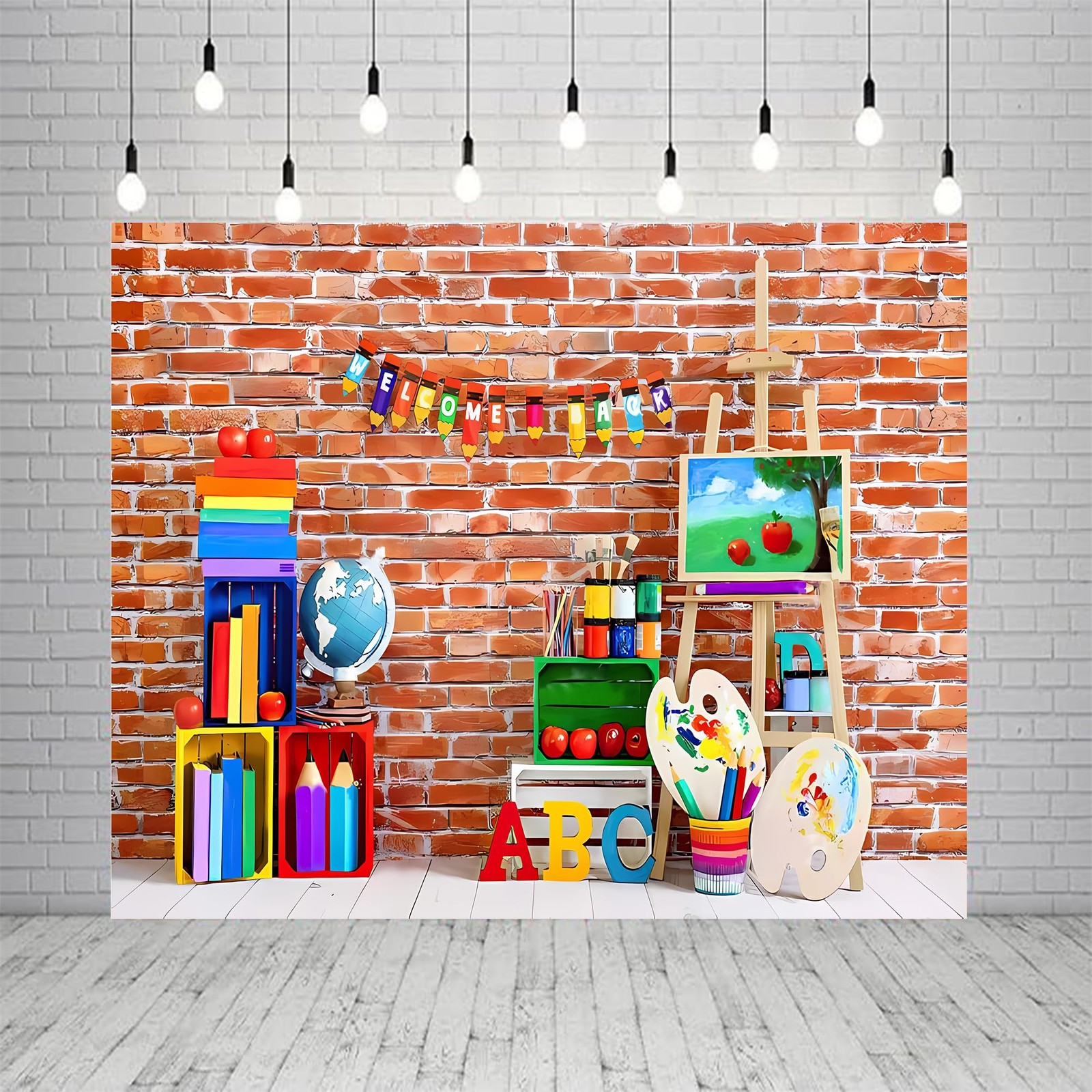 Welcome Back to School Backdrop Brick Wall ABC Kids Birthday Decor 7×5 Ft