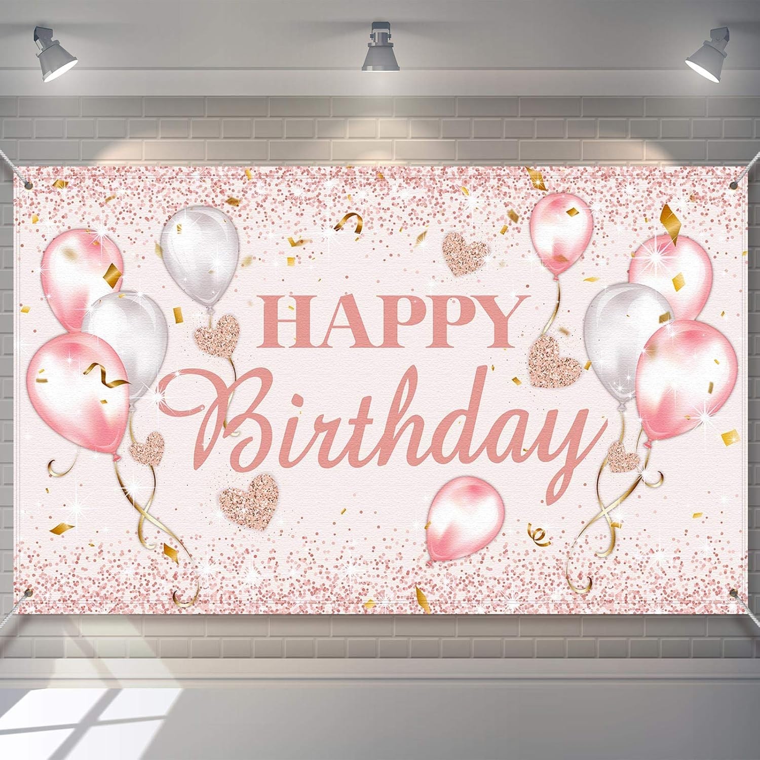 Pink and Rose Gold Happy Birthday Party Decorations Supplies Birthday Party Back