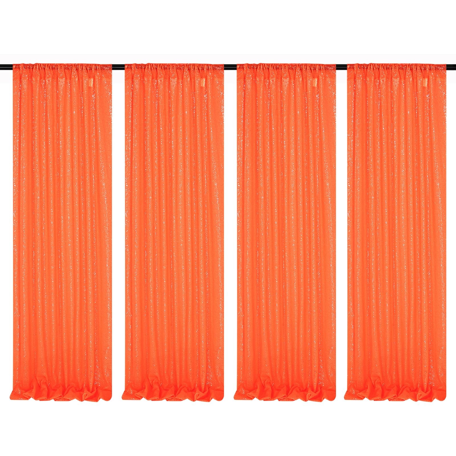 Orange Glitter Shimmer Sequin Halloween Party Photo Backdrop 2×8 Ft 4 PCS