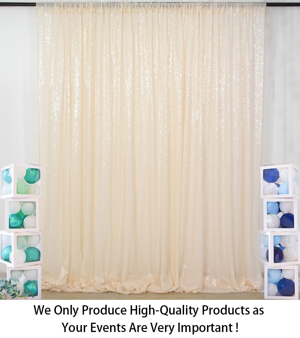 4FTX6FT Ivory Beige Sequin Photo Backdrop Wedding Photo Booth Glitter Curtain