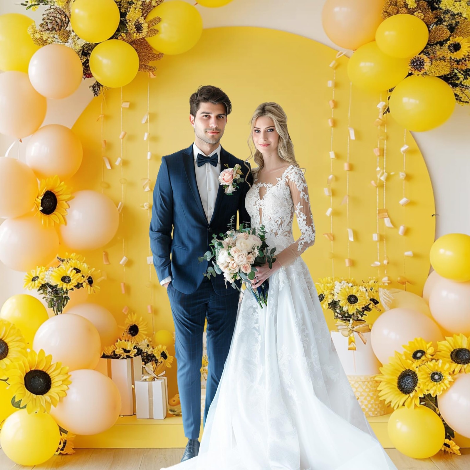 Yellow Round Backdrop Cover 7.2FT for Circle Stand Wedding Party Photography