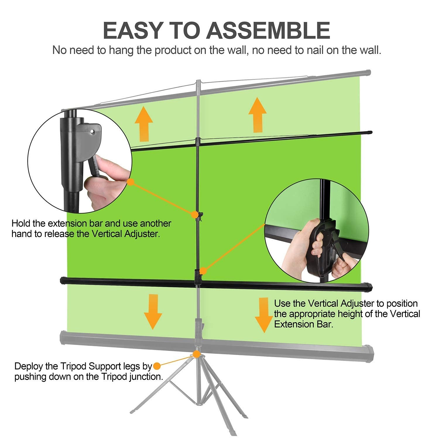 EMART 79 x 71in Green Screen Collapsible with Stand,