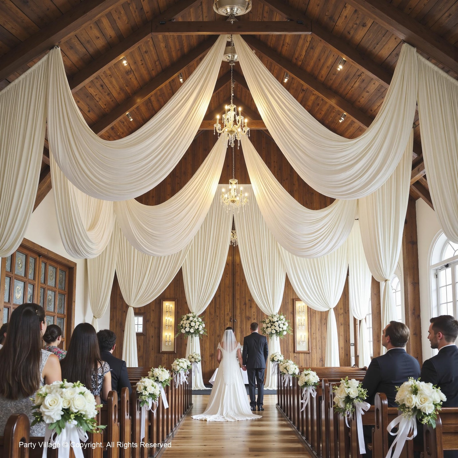 10 Panels 5ft(W) x 20ft(H) Ivory Ceiling 60″W x 240″L (Pack of 10),