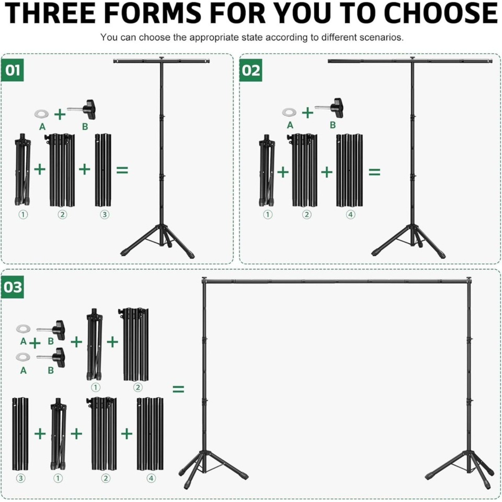 Telescopic Backdrop Stand Adjustable Background Banner Holder With Spring Clamps