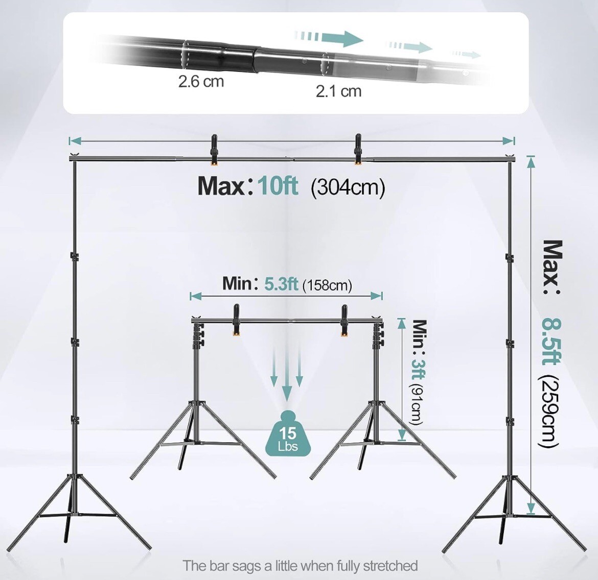 EMART 8.5 x 10 ft Adjustable Photography Backdrop Stand