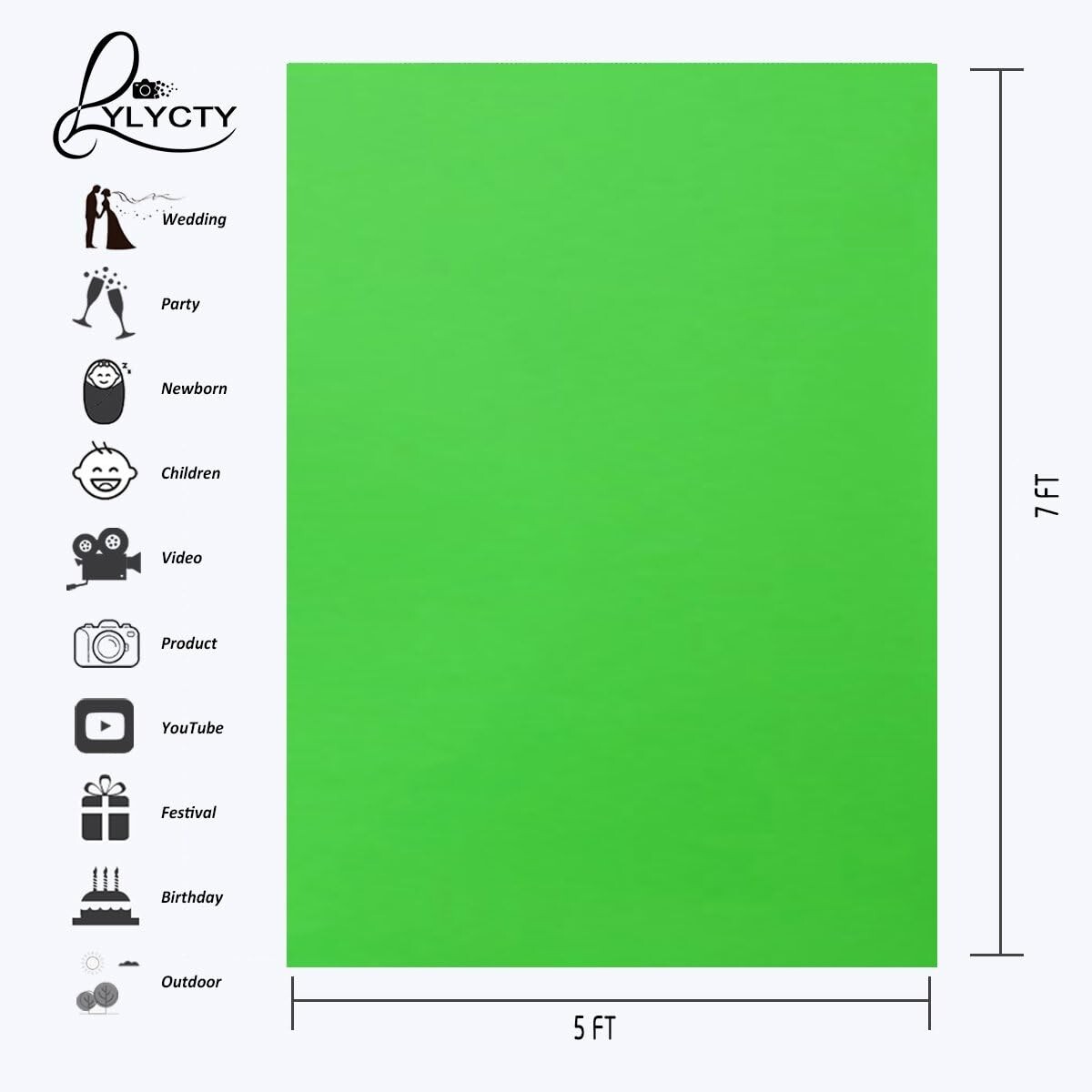 5x7ft Green Screen Non-Woven Backdrop – Perfect for Professional Photography