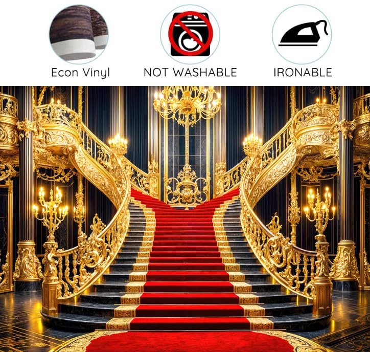 10X8FT Red Carpet Backdrops Golden Palace Gorgeous European Hall Photo Backdr…