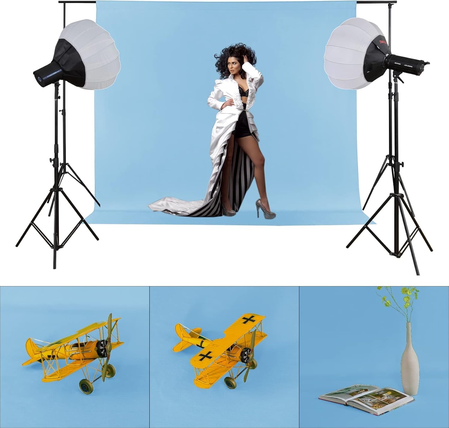5X7FT Light Blue Backdrop Background for Photography,Polyester Backdrop Curta…