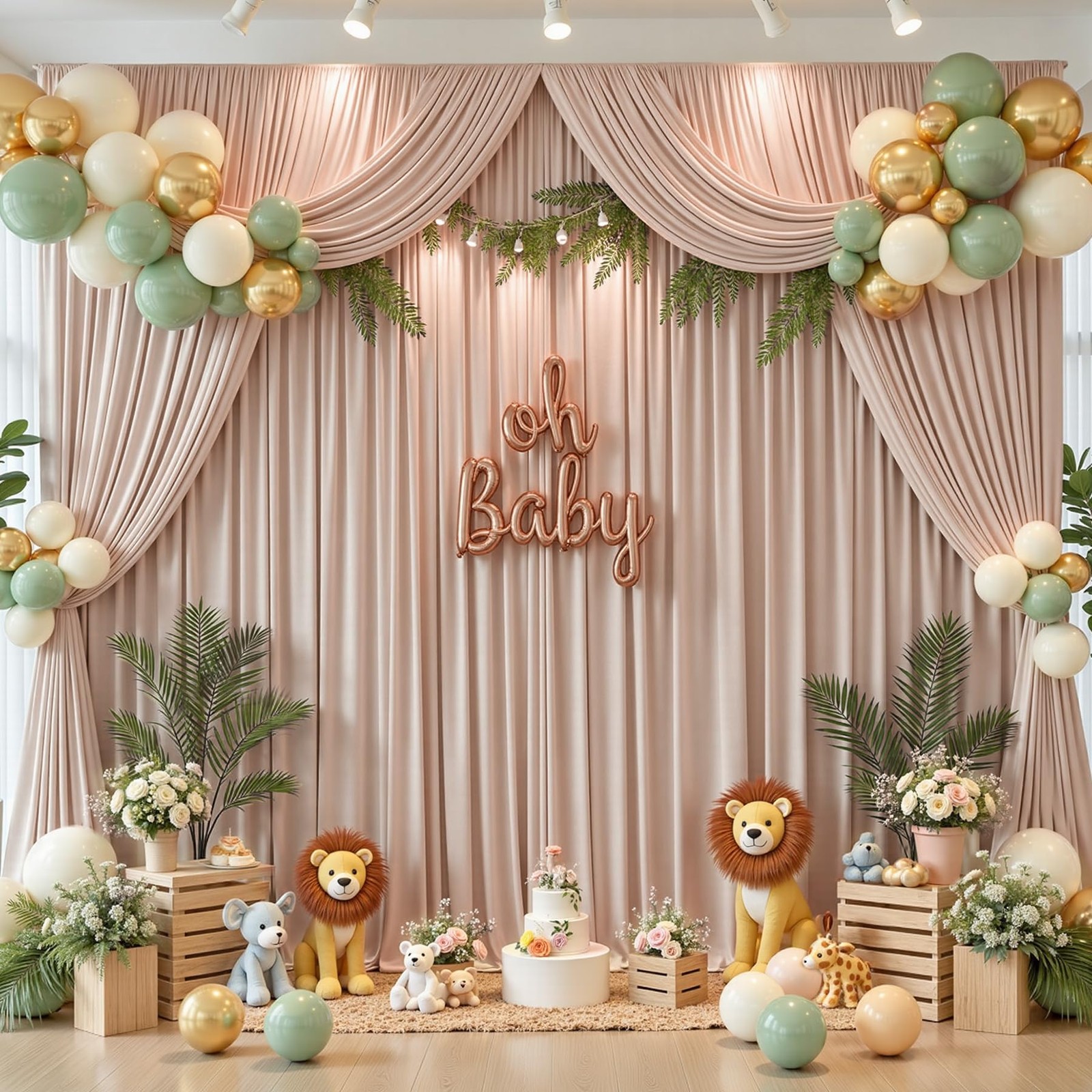 40x10FT Nude Backdrop Curtains for Wedding W4′ x H10′(10 Panels),