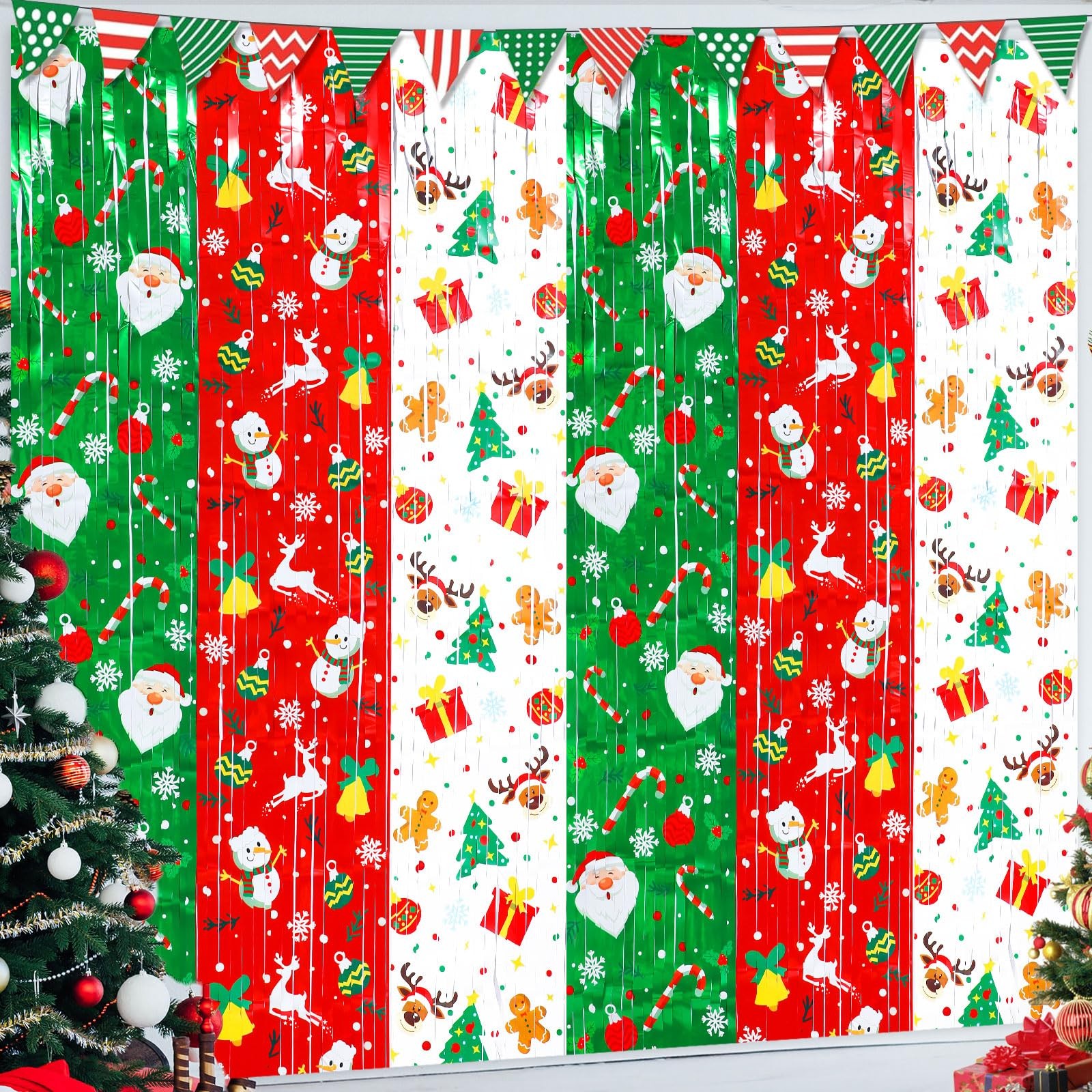 2 PCS Tinsel Foil Fringe Curtains Birthday Party Streamer Backdrop 3.3×6.6 Ft