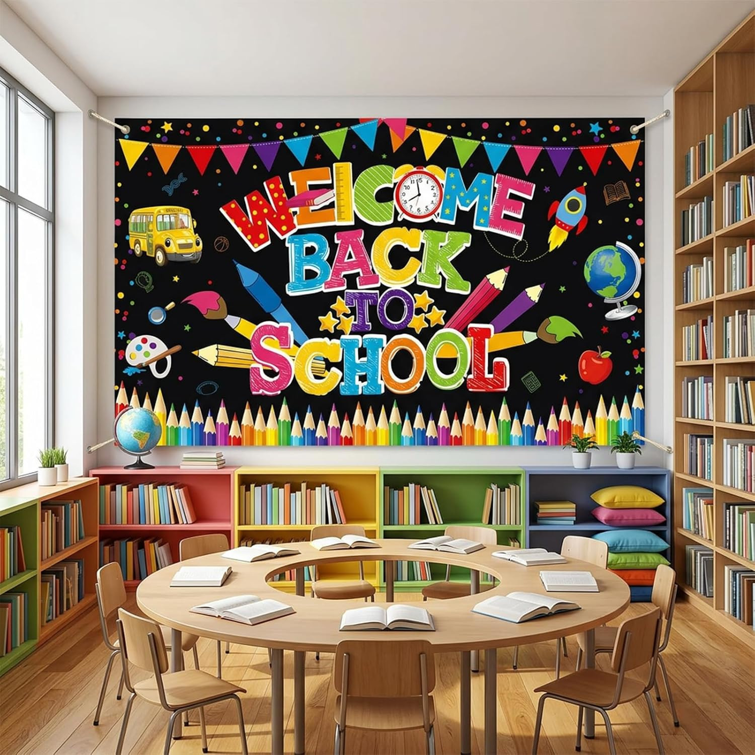 Back to School Backdrop, Back to School Decorations, 70.86X43.30Inch Background