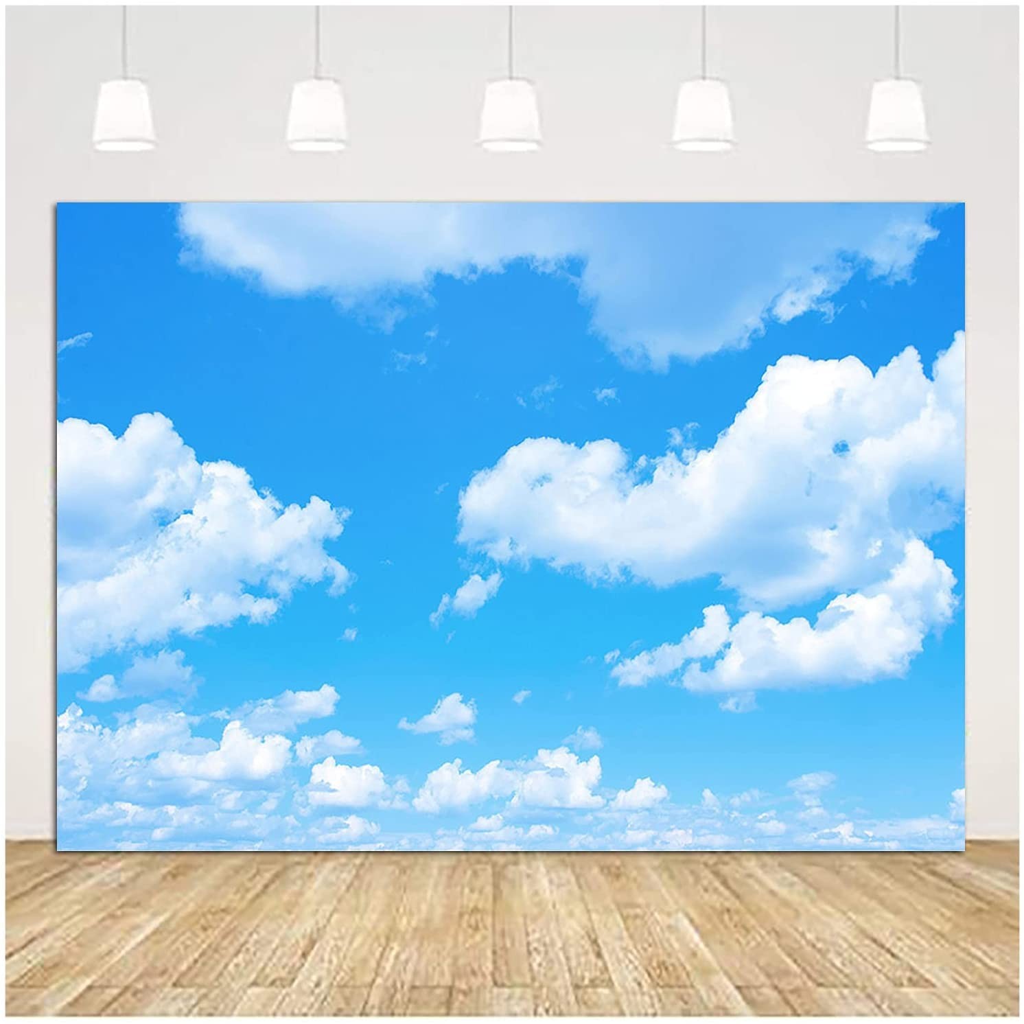 Vinyl 8X6FT Blue Sky White Clouds Photo Background Sunny 8x6ft, Blue,White