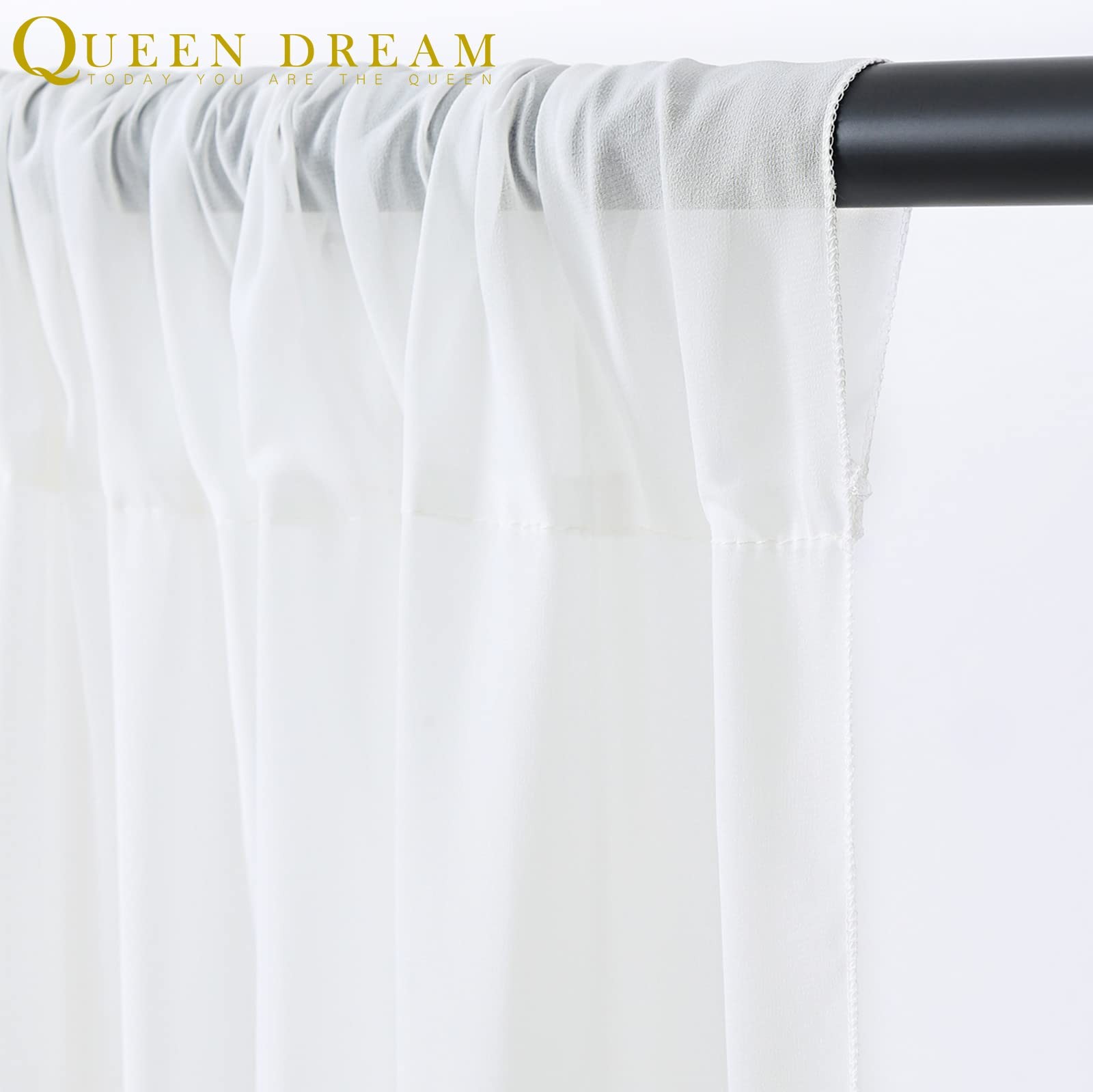 2 PCS 5x10FT White Chiffon Backdrop Curtain 10x10FT Photo Drape Party Decor