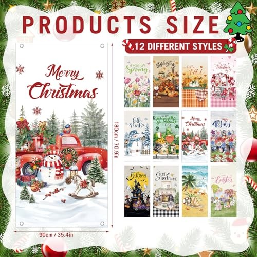 12 Pcs Seasonal Door Cover Decorations Set for Seasons Large Photography