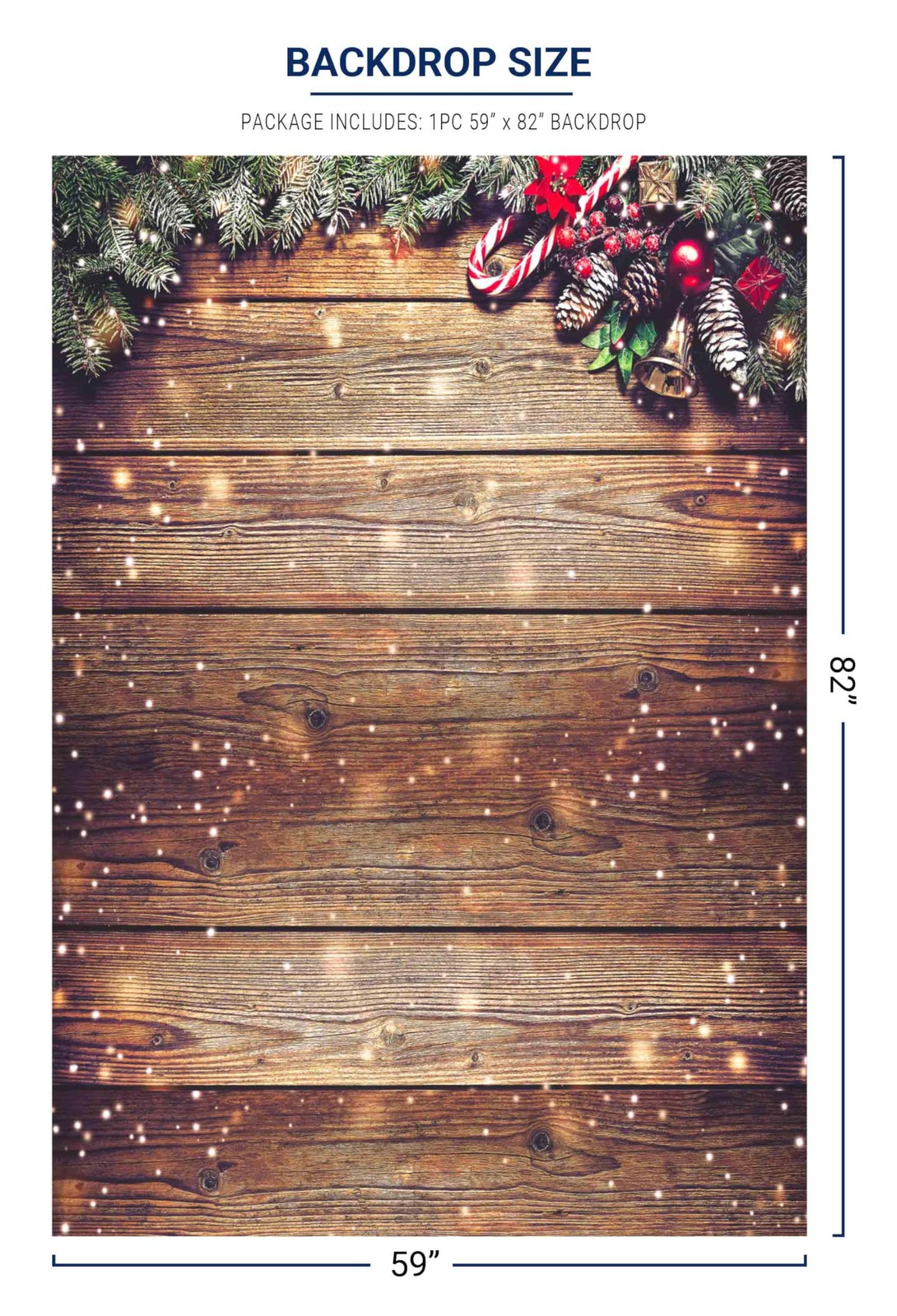 Allenjoy 5X7FT Snowflake Gold Glitter Christmas Wood Wall 5‘x7′, Brown