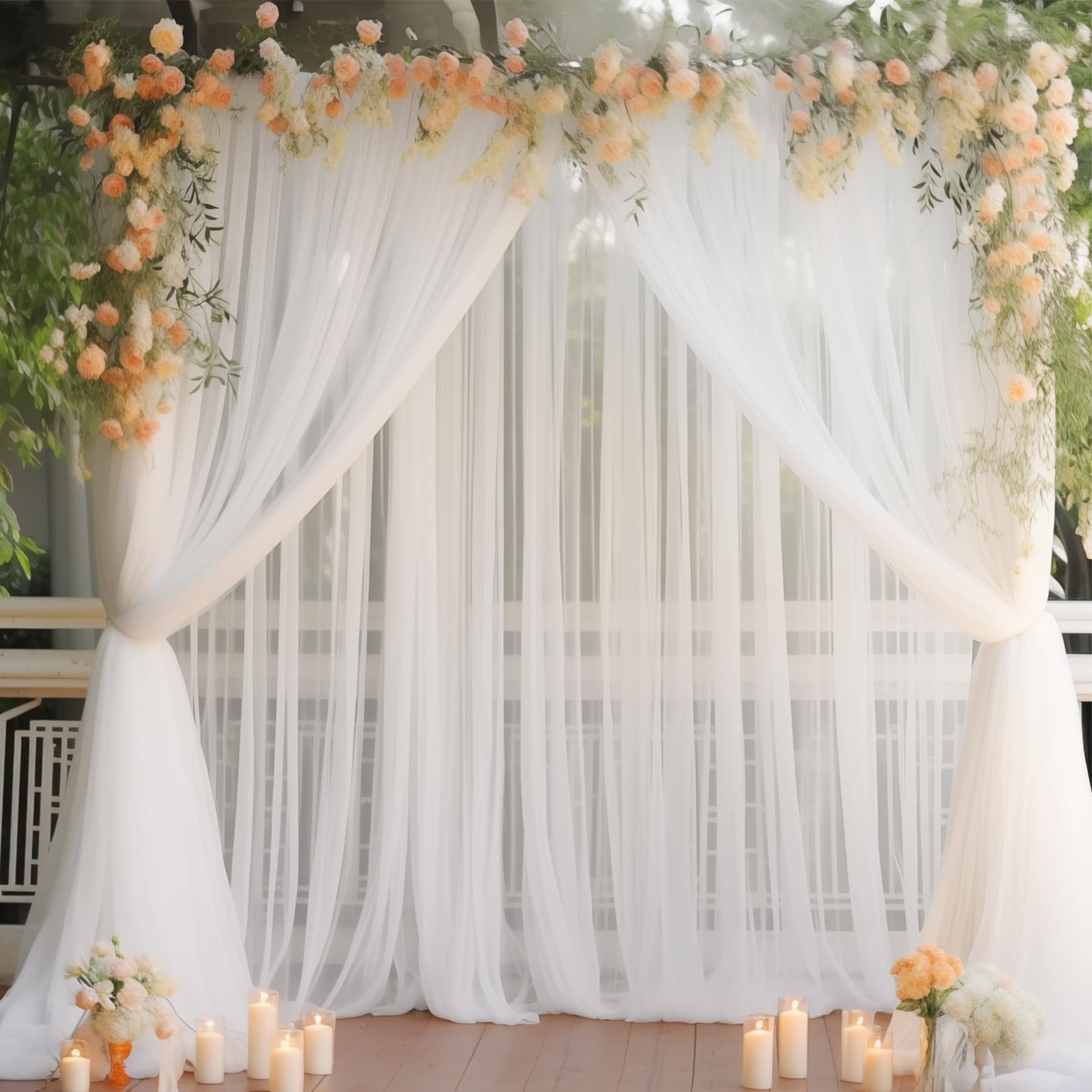 White Tulle Sheer Party Backdrop Curtains Drapes Wedding Photo 20x10ft Mat