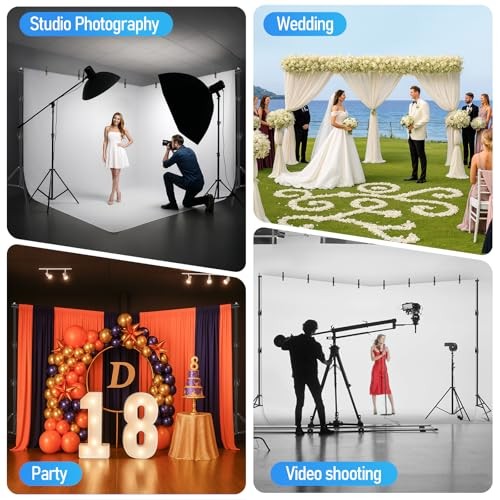 Back Drop Adjustable Stand, 10×20 Backdrop Stand Heavy Duty 20×10ft(W×H） Black
