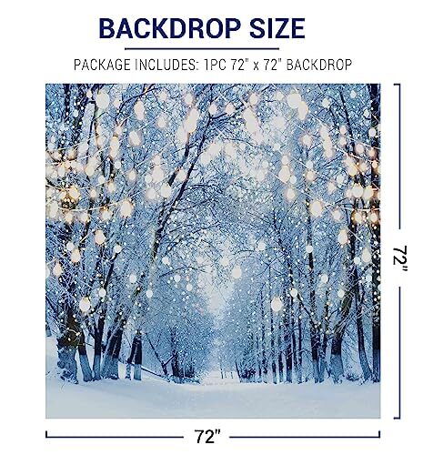 6 x 6 FT Winter Forest Backdrop Wonderland Snowflake Photography 72 x 72 in