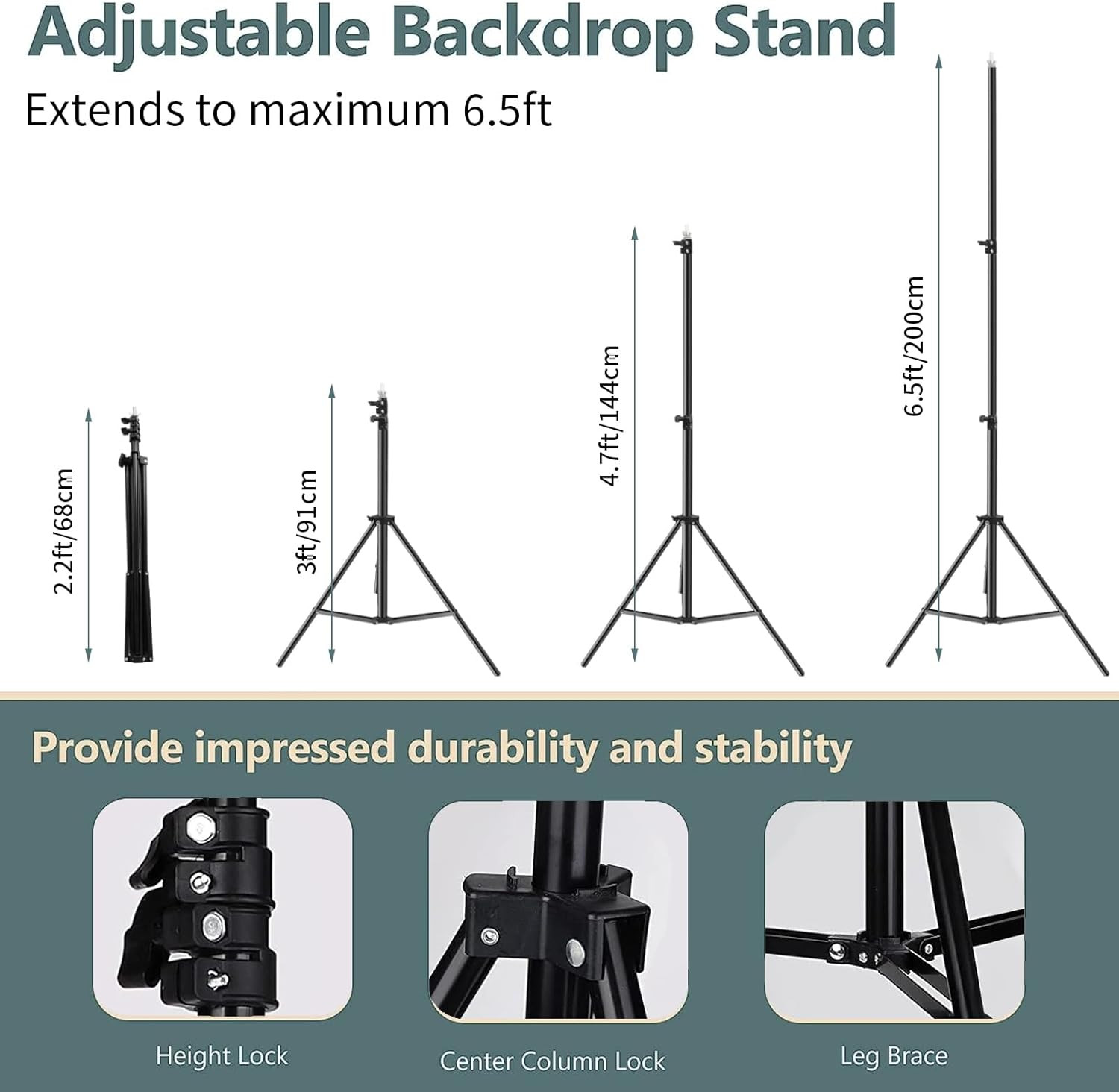 Backdrop Support Stand Kit 6.5×6.5ft Adjustable Photography Studio Photo Backgro
