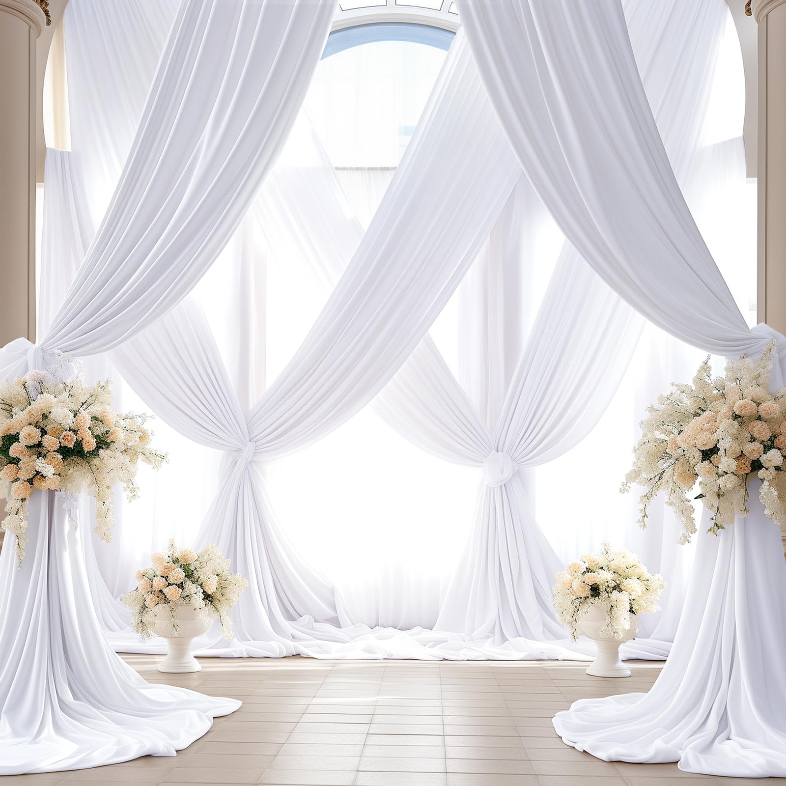 40x10FT White Backdrop Curtains for Wedding W4′ x H10′(10 Panels),