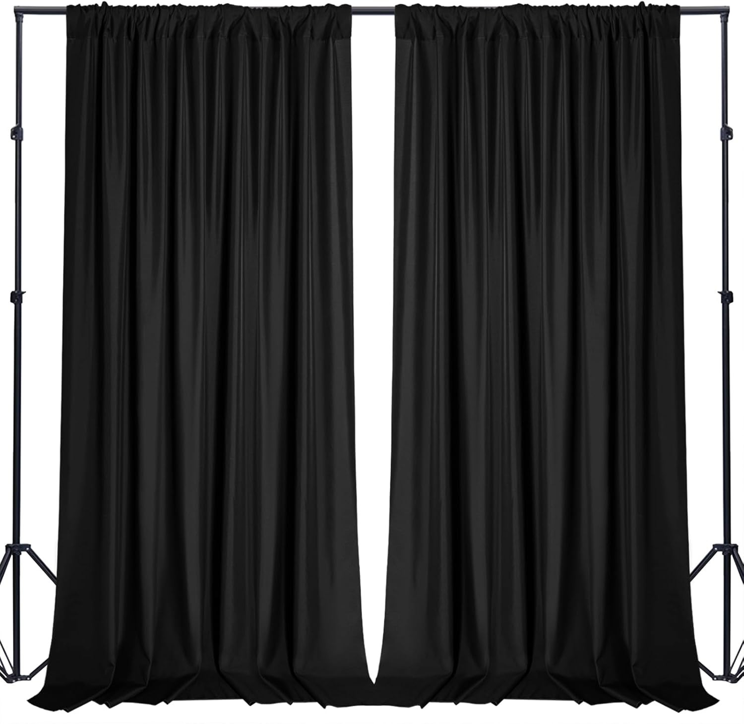 10×10 Ft Black Photography Backdrop Curtains 2 Panels Rod Pocket Drapes
