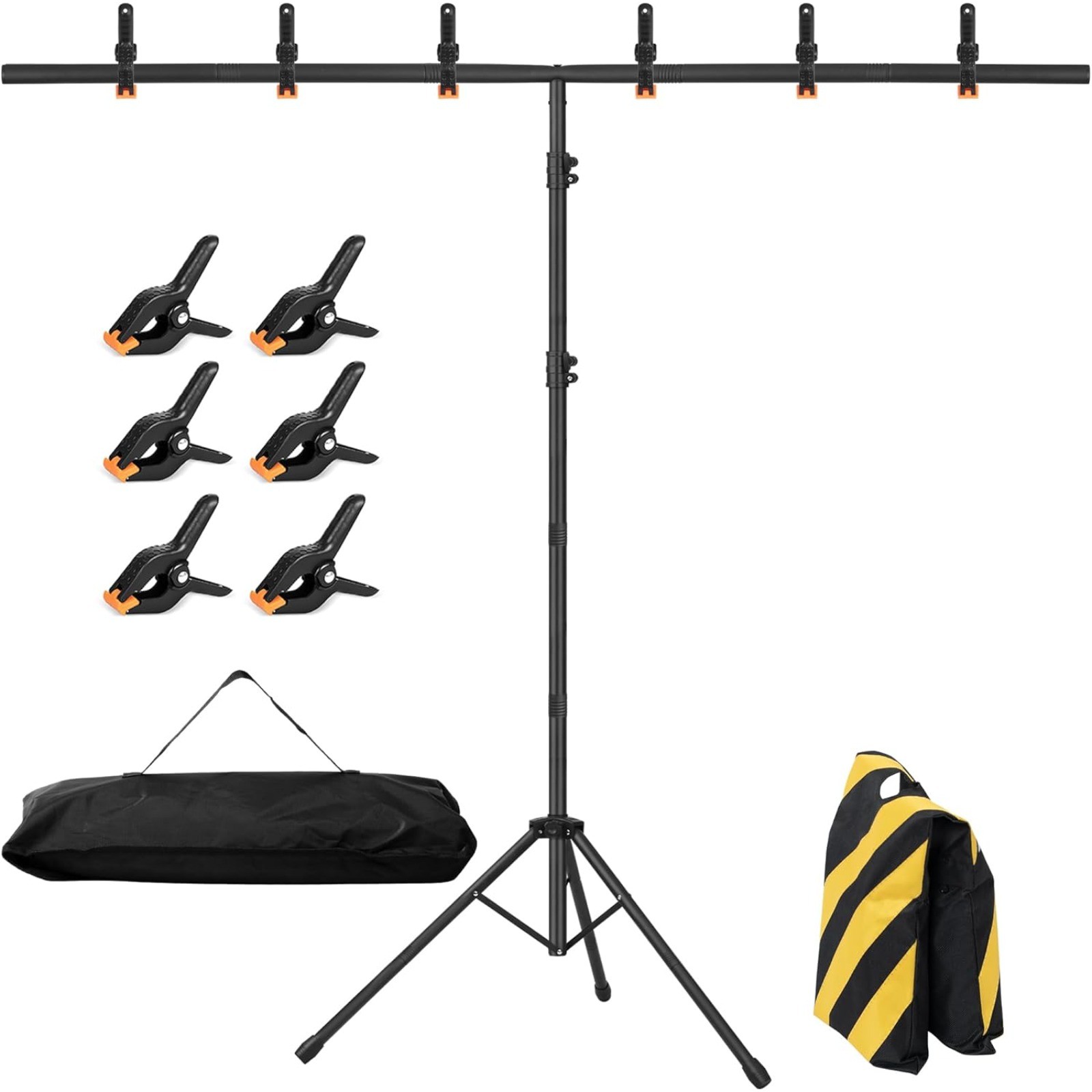 Portable T-Shape Greenscreen Backdrop Background Stand Kit 6.5 X 5 ft Adjustable