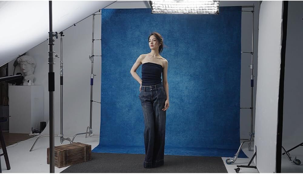 8×10 Ft Blue Vintage Photography Backdrop Retro Abstract Texture for Studio