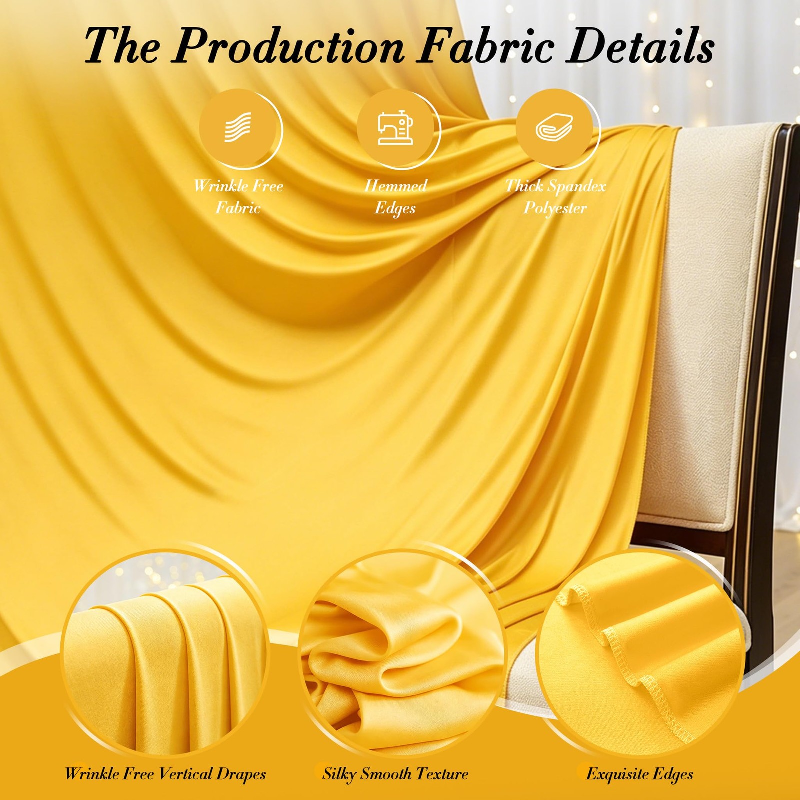 10x10ft Yellow Wrinkle Free Polyester Backdrop Curtain 2 Panels 5x10ft