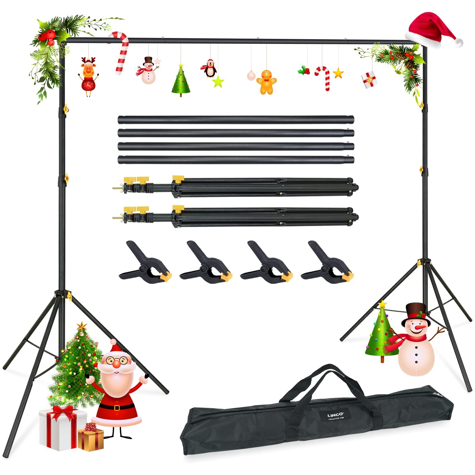 Lincostore Backdrop Support Stand Kit 10×6.5ft Adjustable Photography Studio …