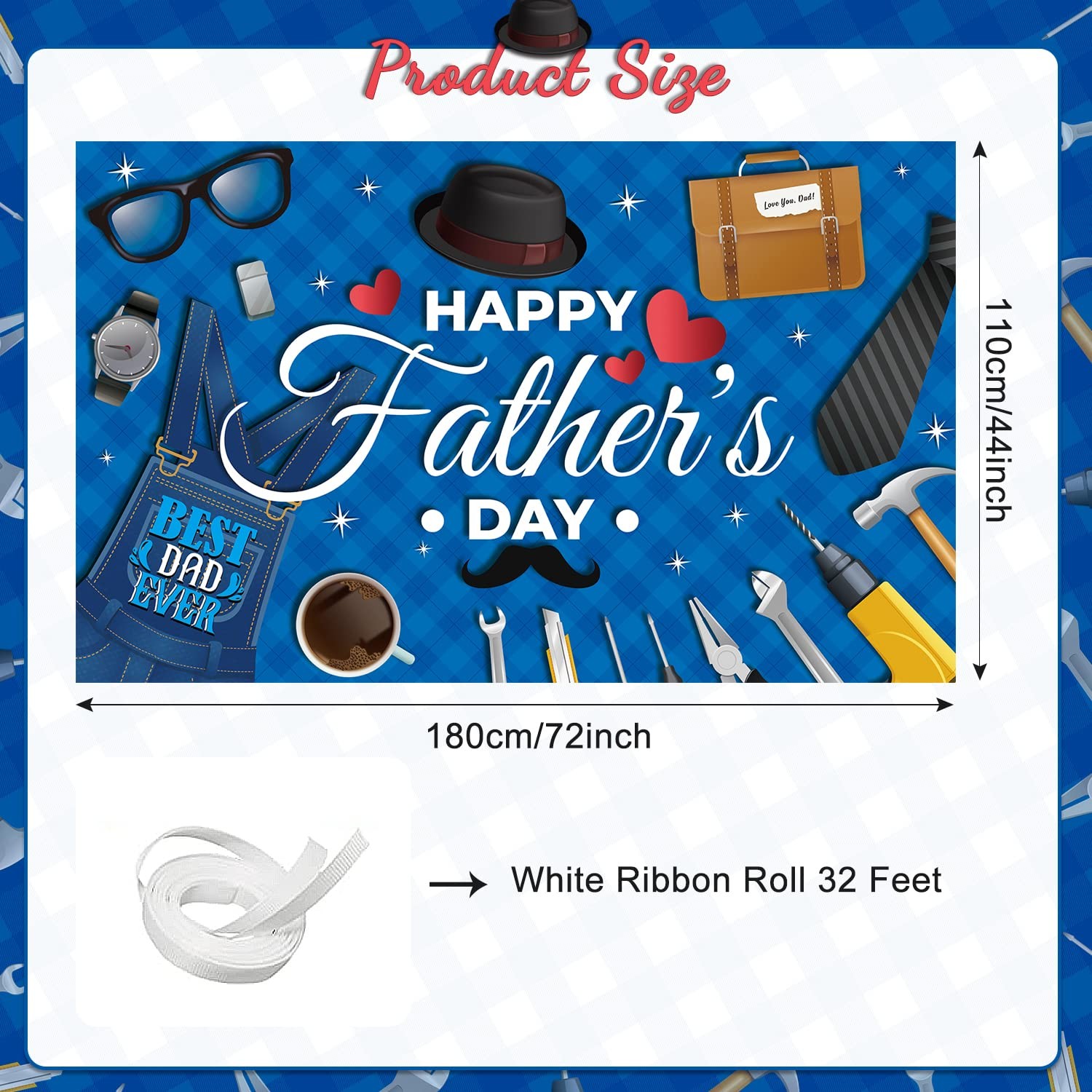 Happy Fathers Day Banner Backdrop,Happy Fathers Day Decorations Backdrop for P..