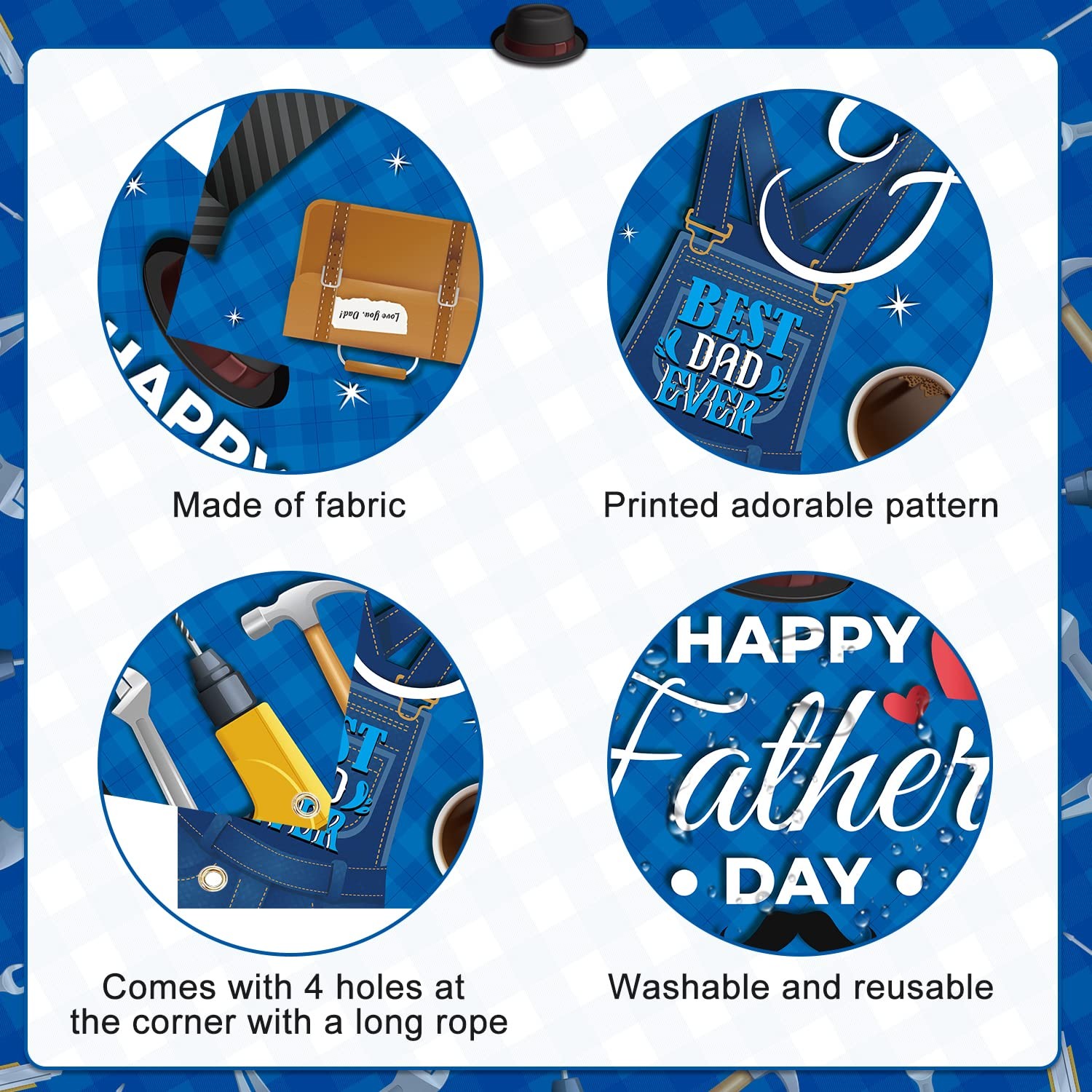 Happy Fathers Day Banner Backdrop,Happy Fathers Day Decorations Backdrop for P..