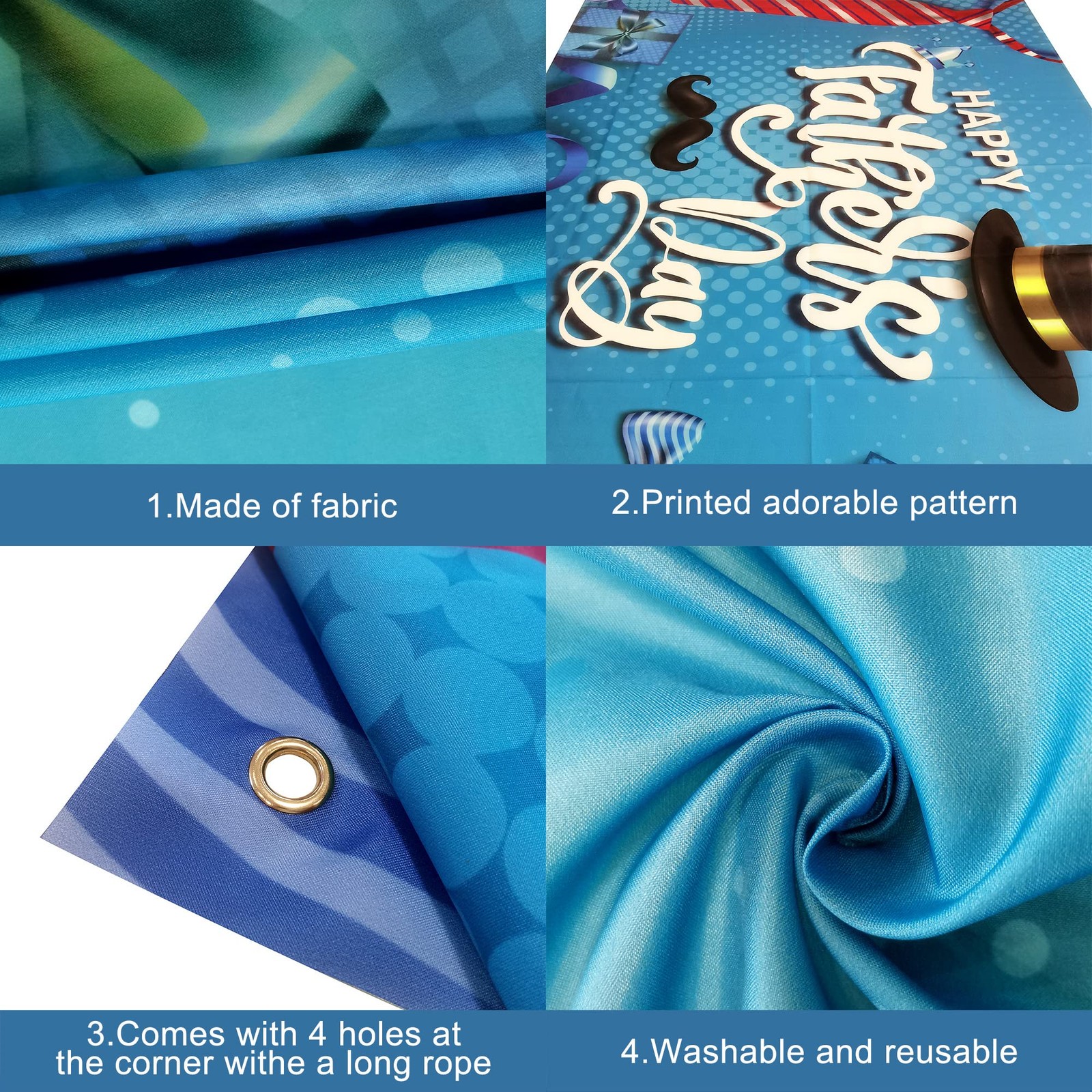 Blue Happy Fathers Day Banner – XtraLarge, 72×44 Inch | Happy Fathers Day Decora