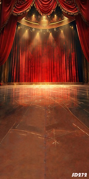 10’x20’Computer-painted Red Curtain Theater Stage Scene background backdropSD272