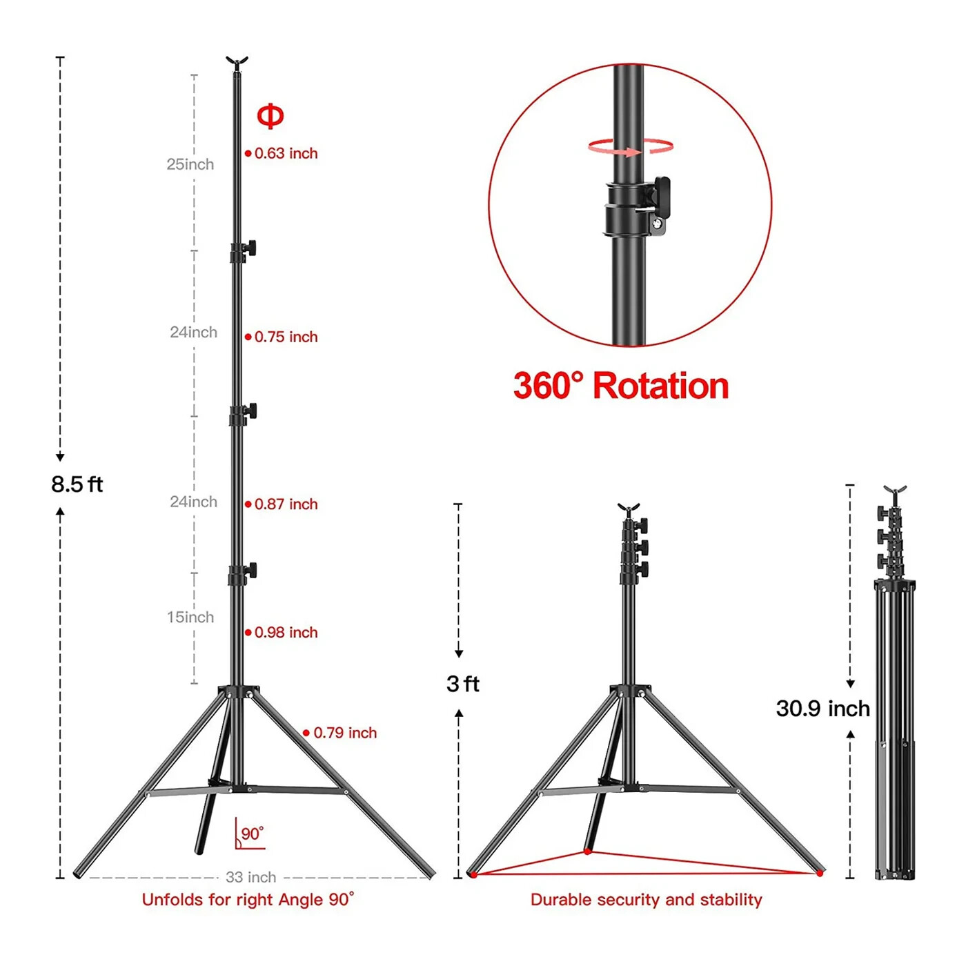 EMART EM-BS2630N 8.5x 10Ft Adjustable Background Stand for Photography Backdrops