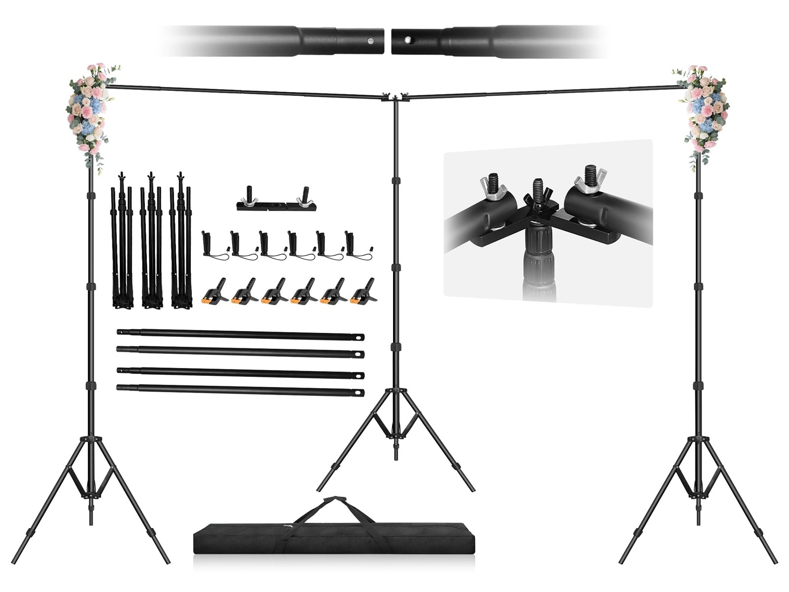 8.5 x 20ft (H x W) Adjustable Photo Backdrop Stand Kit, Large Photography Bac…