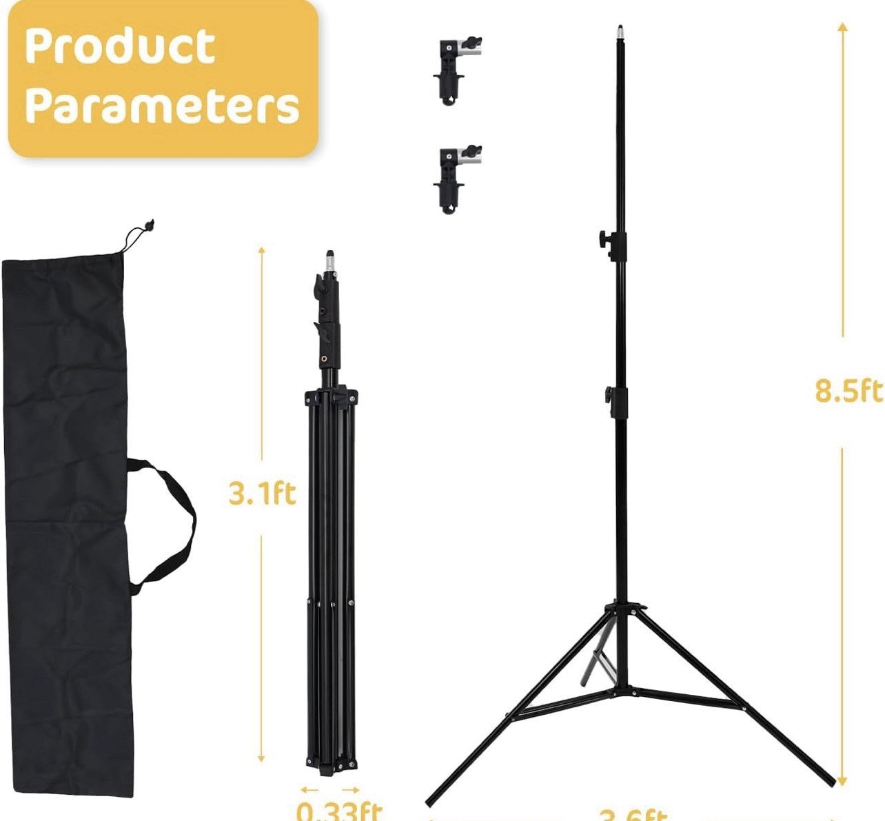 Kata 8.5ft Collapsible Backdrop Adjustable Stand For Self Tape Backdrop Pop Up.