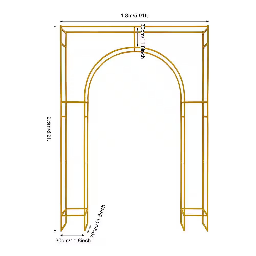 98.4 In. X 70.8 In. Gold Metal Wedding Arch Backdrop Stand Background Decoration