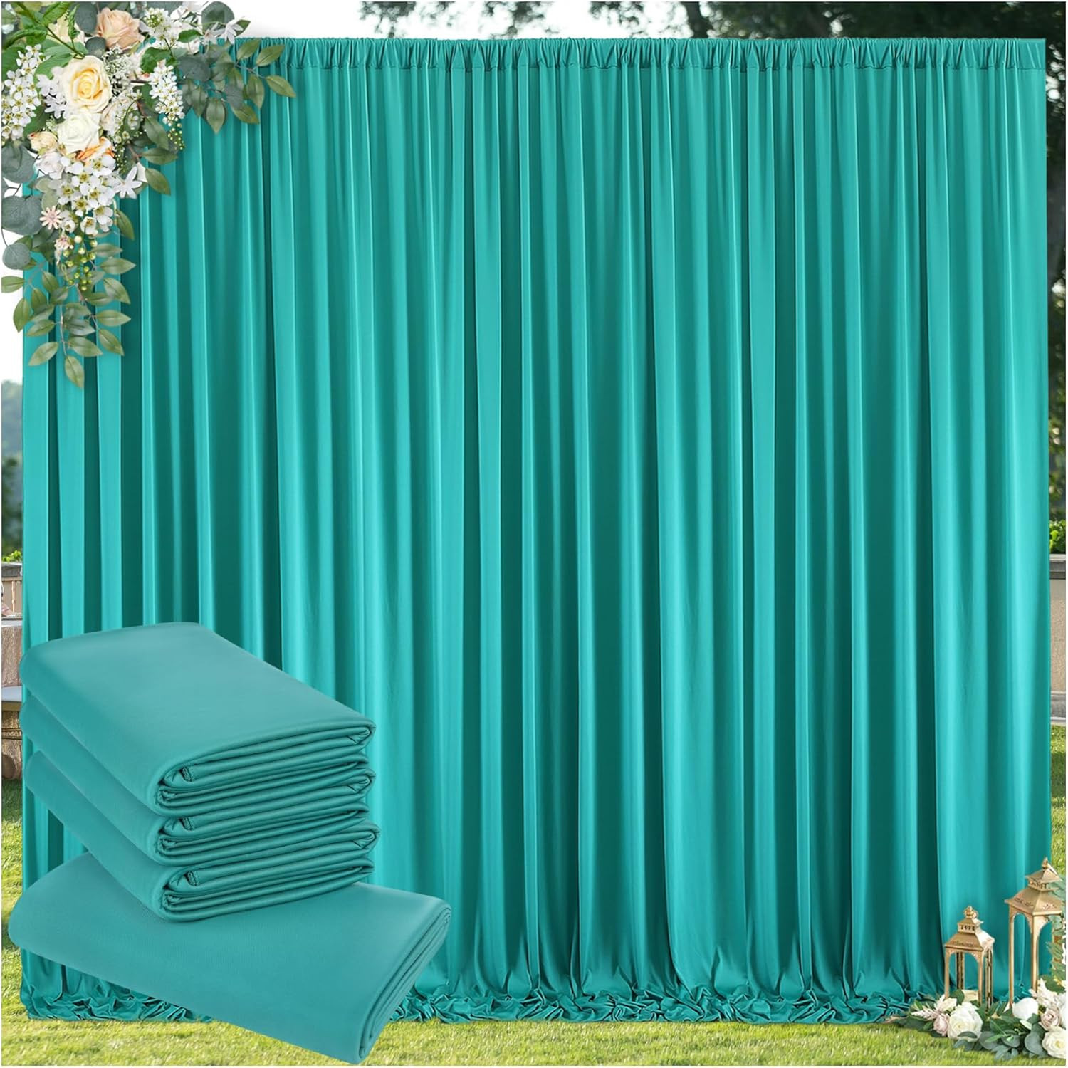 10 Ft X 20 Ft Wrinkle Free Turquoise Backdrop Curtain for Parties, Thick Polyest