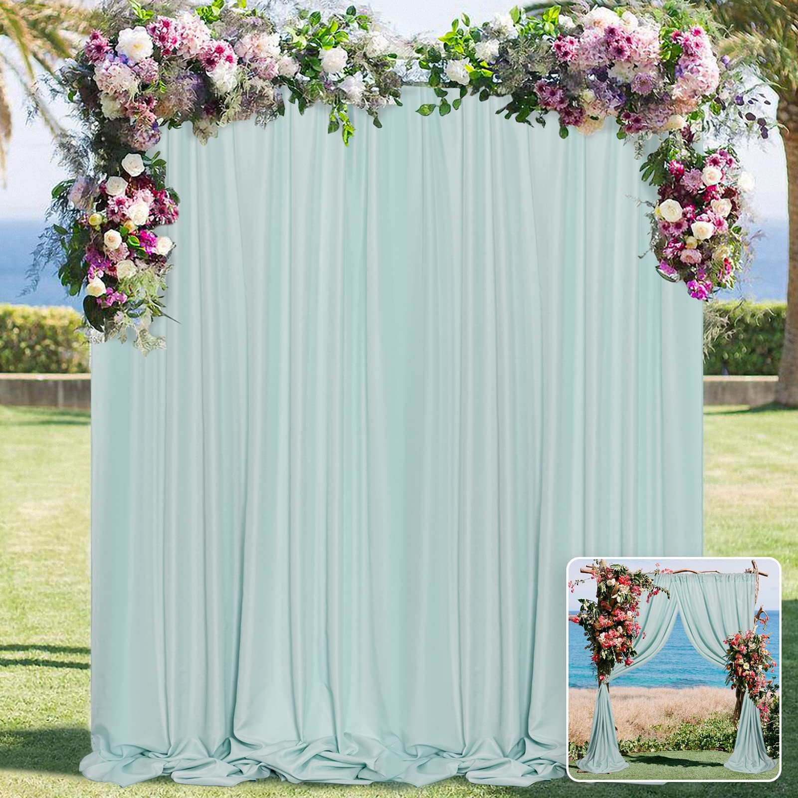 Light Green Backdrop Curtains For Parties Weddings Stage Photography 5×10 FT