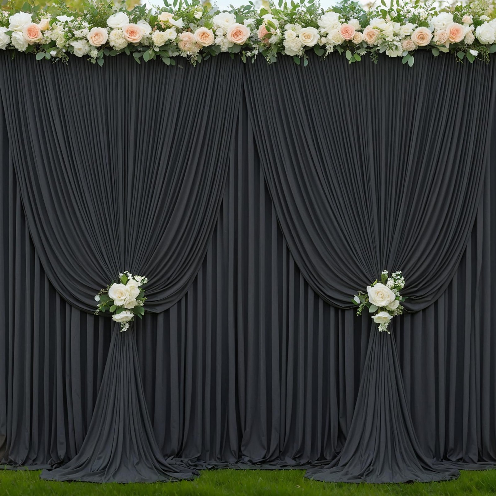 10 Panels Black Backdrop Curtains for 5′(W) x 12′(H), 10 panels,