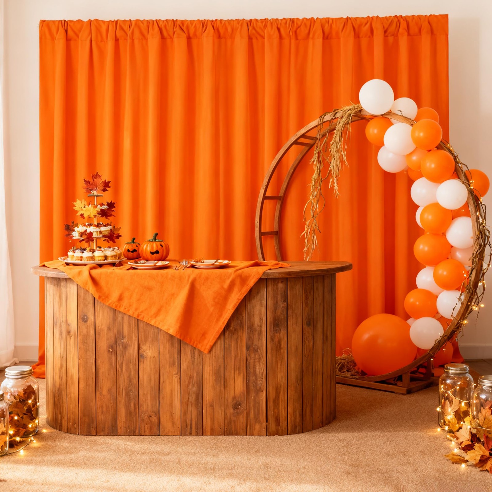 10×8 Ft Orange Backdrop Panels Polyester Curtains Fabric Wall Stage Drapes