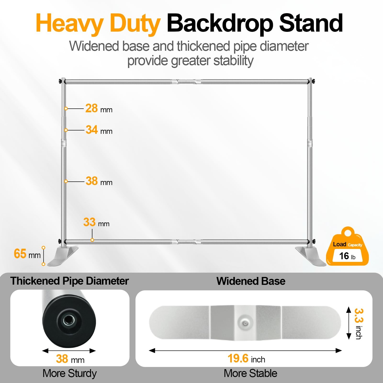 EMART 10×8 ft Heavy Duty Banner Backdrop Stand Kit Adjustable Frame for Step and