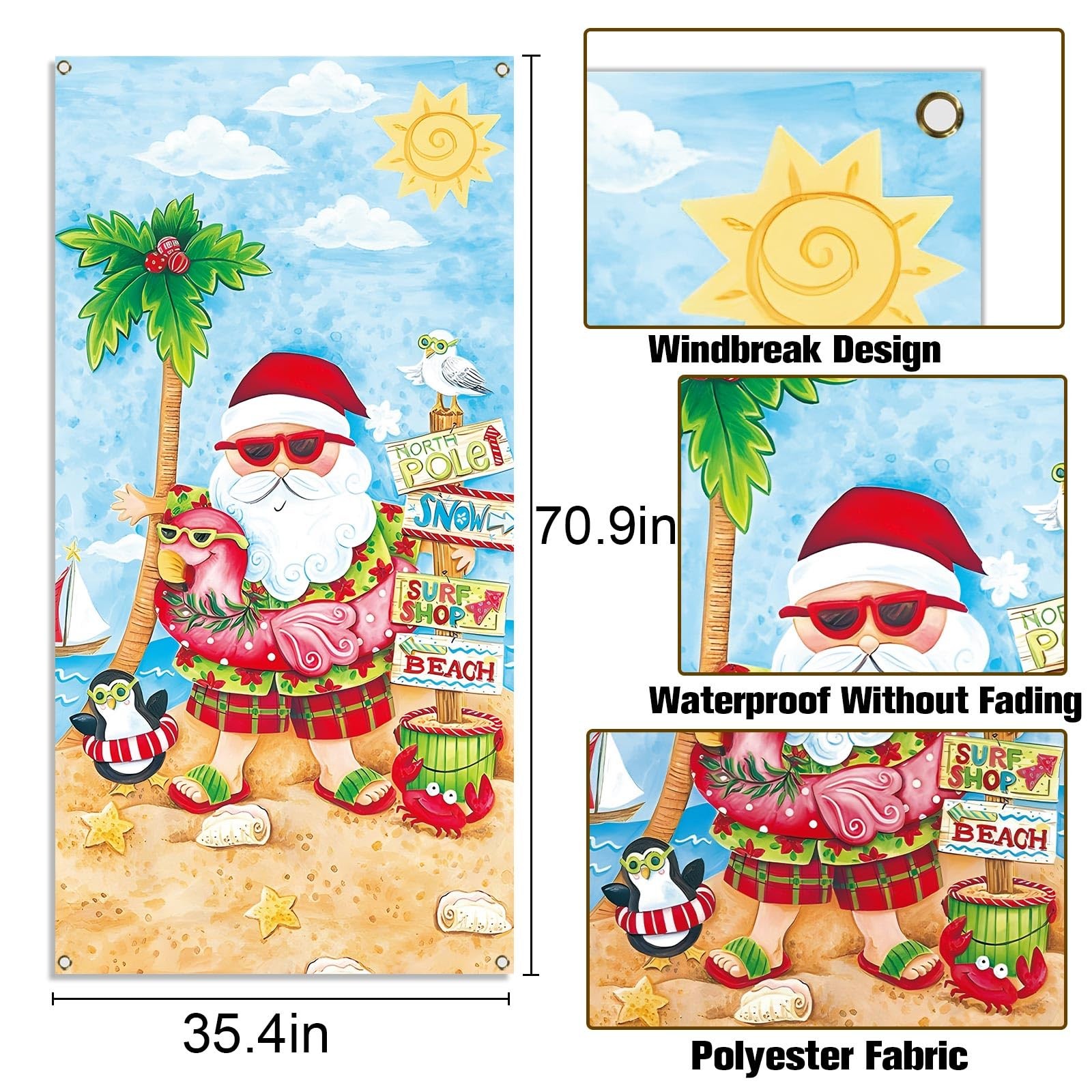 Christmas July Door Cover Tropical Summer Beach Hawaiian Themed Party Decorat.