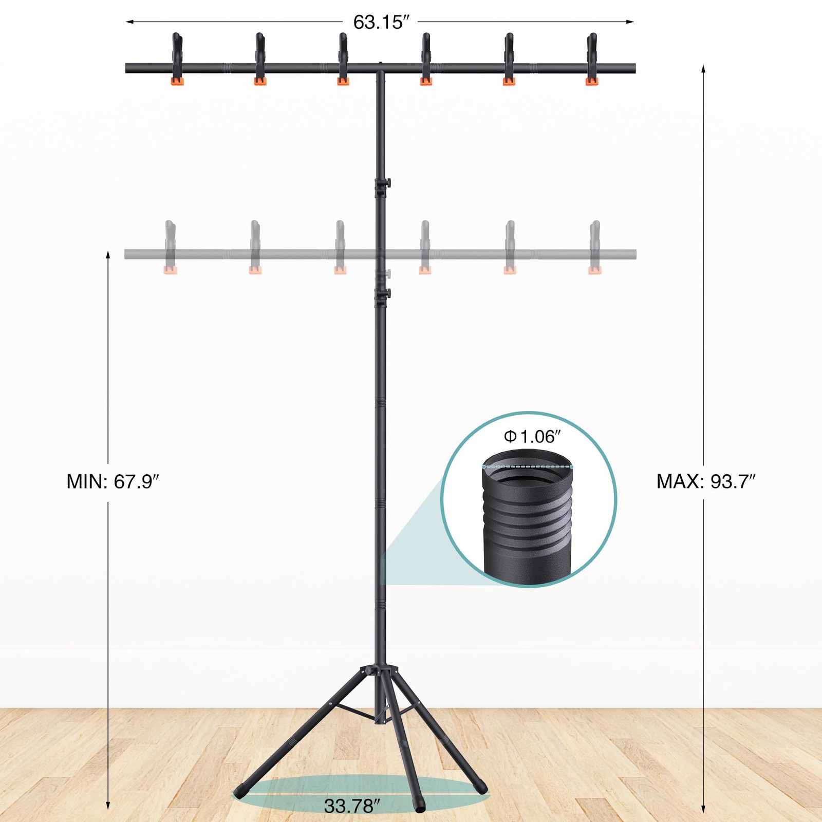 T-Shape Backdrop Stand 8×5.3FT, Height and Width Adjustable Background Stand …