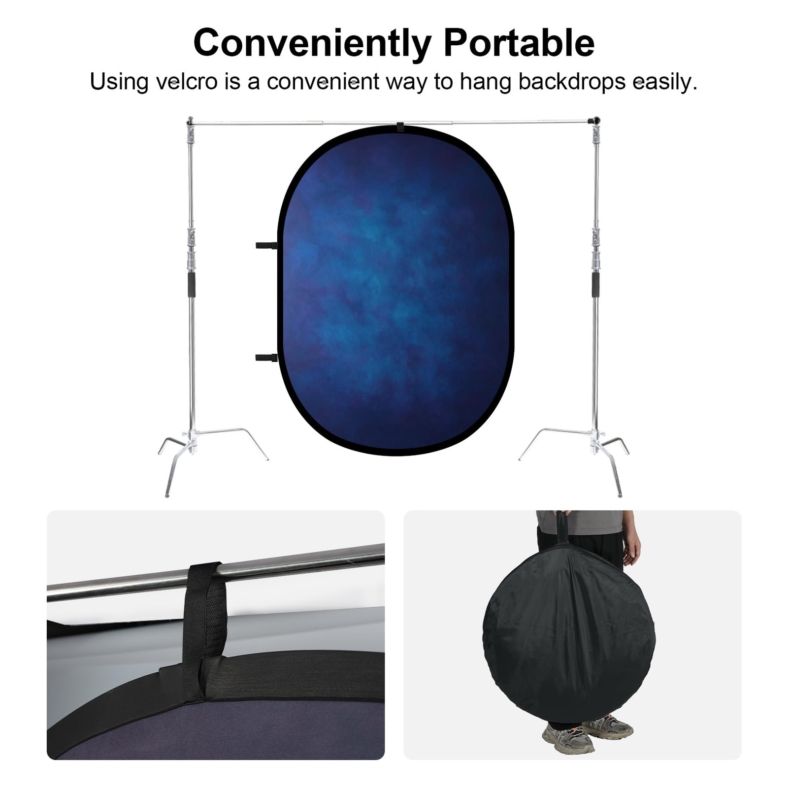 Selens 2 in 1 Portable Backdrop Double Side of 55.12*78.75inches, blue/brown